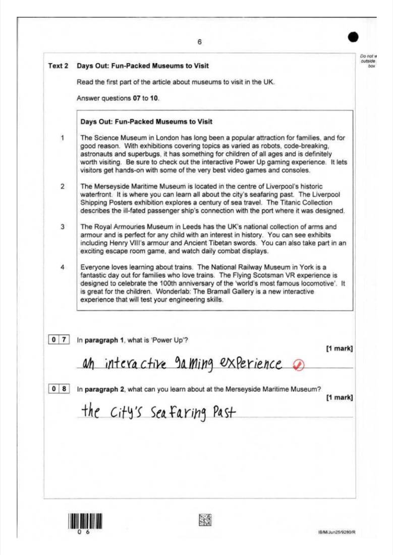English student answer — page 7
